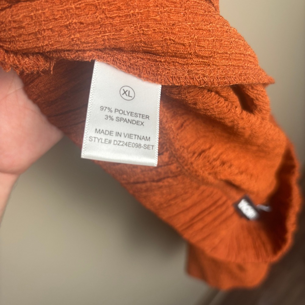 Fashion Nova Orange Oversized Long Sleeve Tunic Button Shirt Shorts Set Women XL - Picture 11 of 11